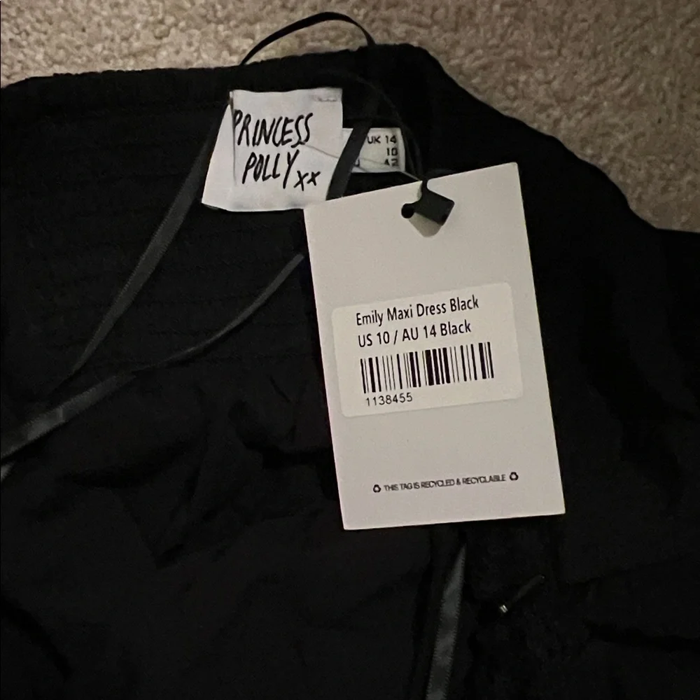 Princess Polly Emily dress Black Maxi Dress size 10 new with tags silky satin - Picture 3 of 6